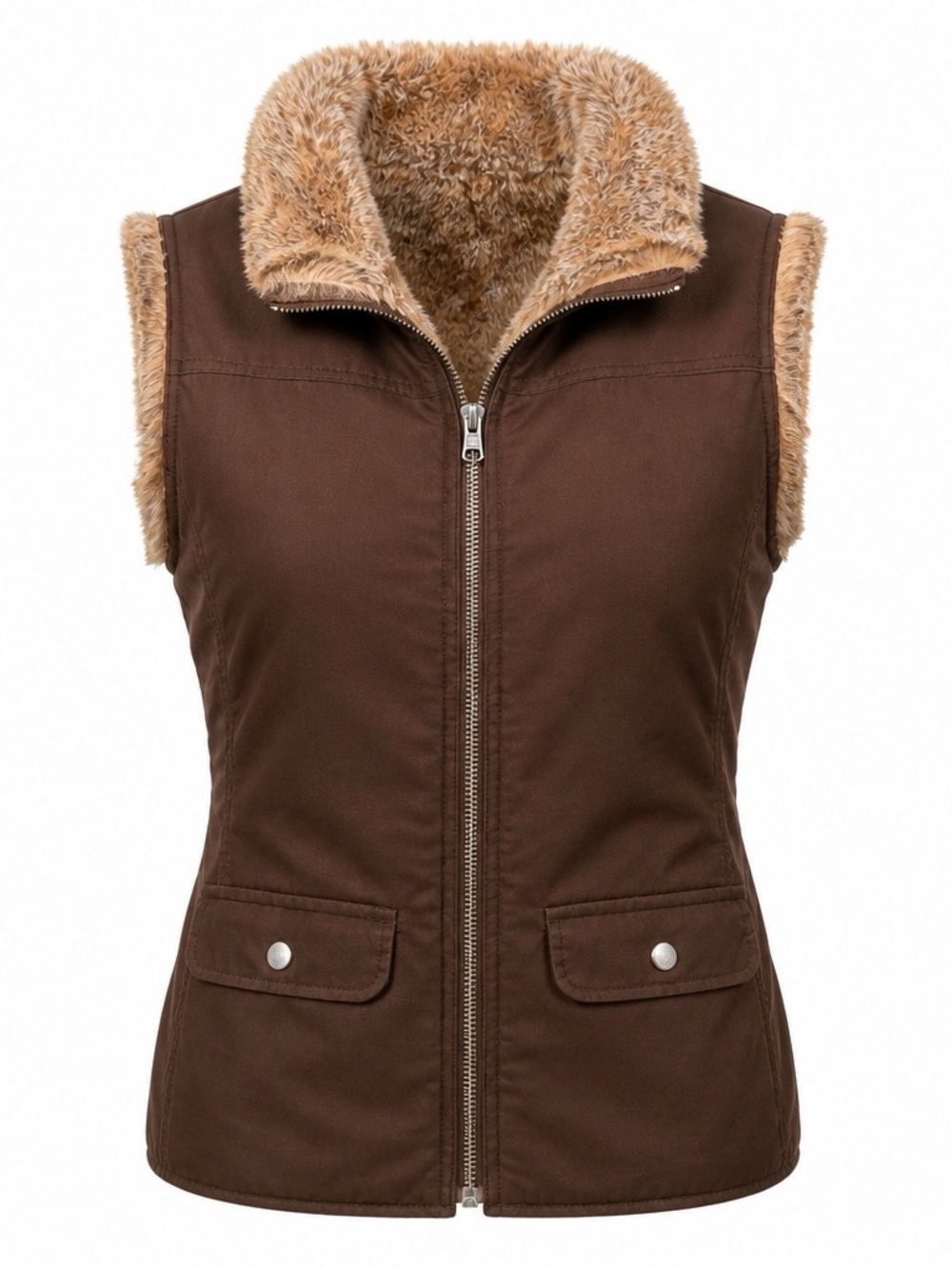 GAP VTG Y2K Reversible Brown
Cotton Outer Faux Fur Vest L